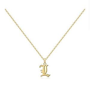 Gold Old English Initial Necklace - Letter L